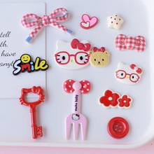 热销可爱猫咪蝴蝶结叉子饰品配件发饰手机壳鞋花diy材料pj1829