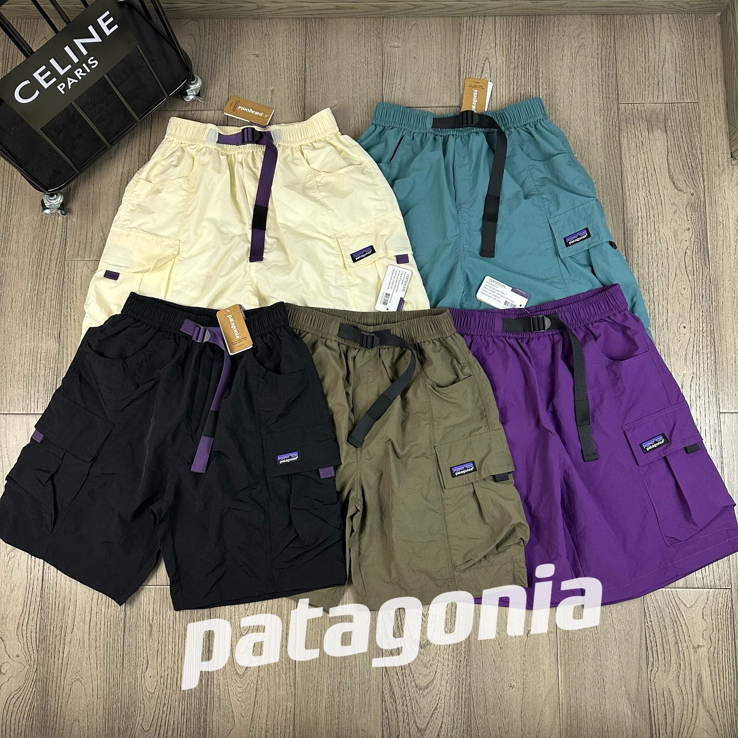 High-Quality Bata American-Style Small Logo Shorts Men's Casual Sports Cargo Straight Retro Multi-Pocket Knee-Length Shorts
