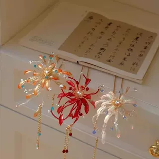 烟花元素缠花发簪汉服流萤烟花发饰琉璃簪花百搭流苏发夹发钗古风