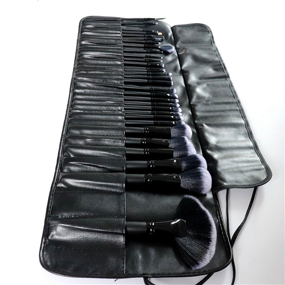 32 conjuntos de cepillo de maquillaje negro cepillo de sombra de ojos cepillo de blush cepillo de maquillaje de mango de madera un conjunto completo de cepillo de maquillaje cepillo de maquillaje