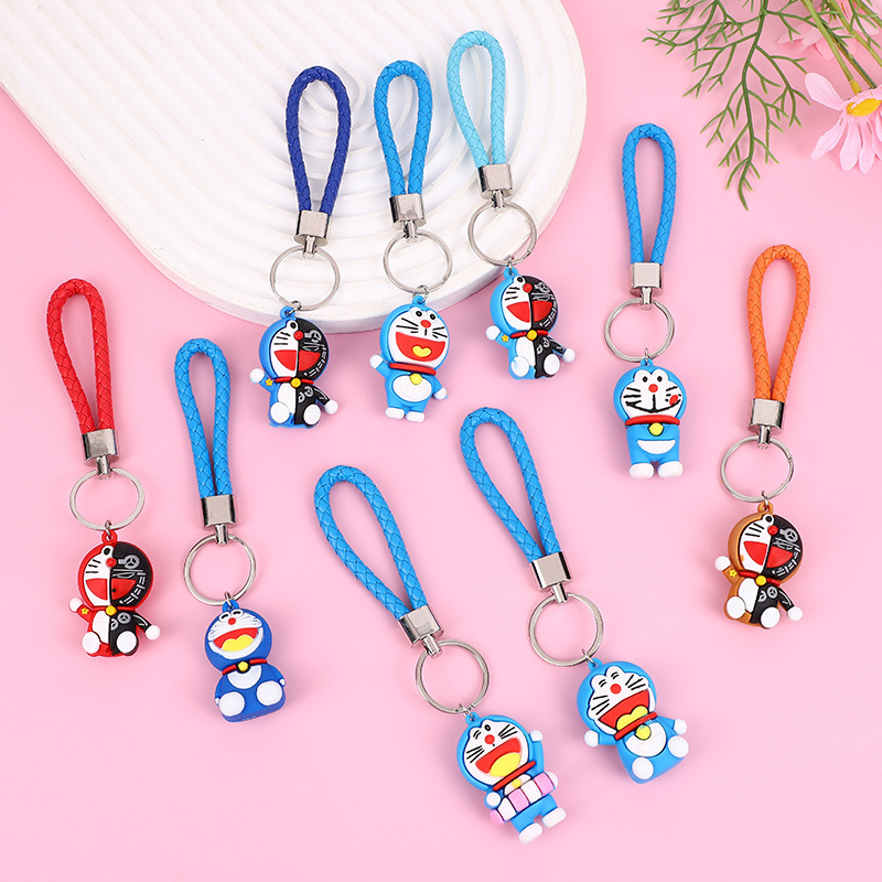 Promotional Cheap Gifts: Doraemon Woven Rope Keychain, Car Hanging Ornaments, Cartoon Mixed-Style Figurines, Small Gifts Wholesale