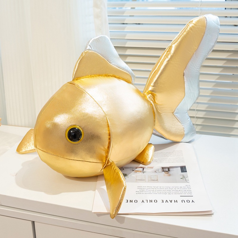 Muñecas de dibujos animados peces de oro PU pieles pequeños peces juguetes muñecas de tela muñeca almohada tranquilizadora adornos accesorios de fotografía