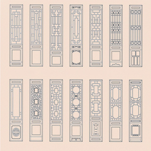 New Chinese-style Hollow Partition Doors and Windows Wooden Keel Craft Doors and Windows for Doors and Windows for Doors and Windows