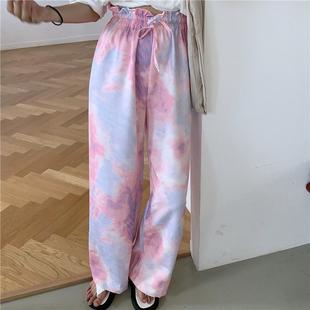 Tie-Dye Wide-Leg Pants Women's 2021 Summer New Cropped Pants