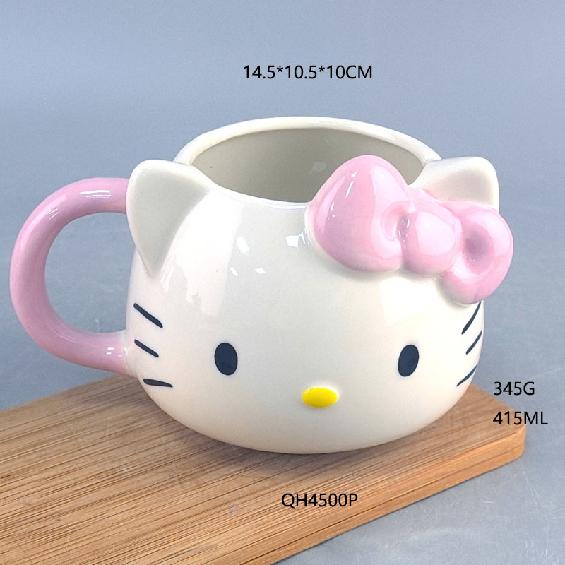 Lindo gato taza de dibujos animados arco taza de leche taza de gato para niños taza de agua 3D taza de promoción de publicidad