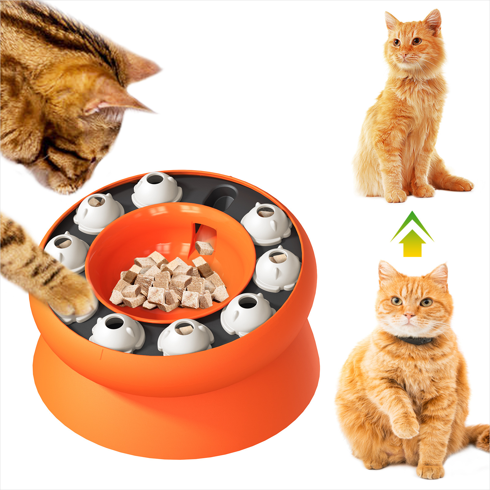 Weight Loss Cat Bowl with Puzzle Feeder & Slow Feeding Function