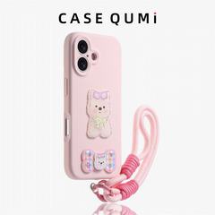 カスタード立体子犬の骨 iPhone16promax Apple 13/15 携帯電話ケース 11 ハンドロープ 14 漫画 12