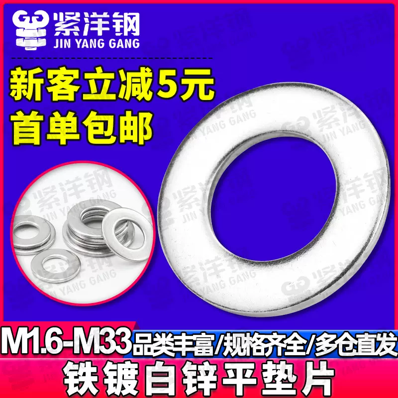 铁镀白锌垫片金属平垫圈铁圈垫片碳钢平垫圈螺丝平垫片M3/M6/M8