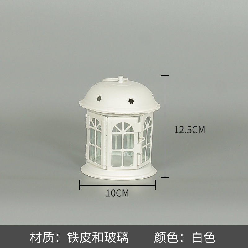 Blanco boda candelabro linterna boda carretera plomo accesorios atmósfera lámpara Marruecos viento lámpara decoración a prueba de viento vela pantalla