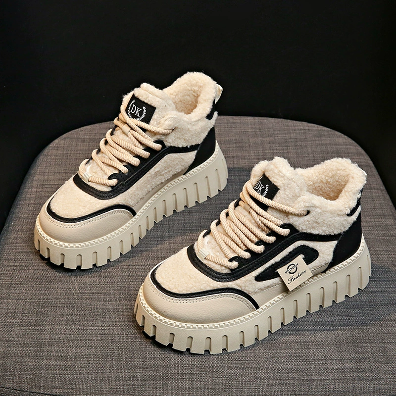 Platform winter sneakers, thick‑sole plush lined, microfiber PU upper, sizes 35–40