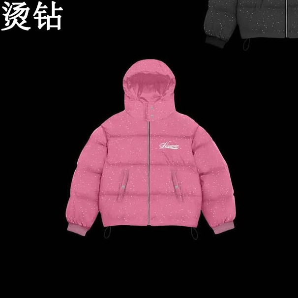 2025新款跨境欧美潮流冬季字母印花街头嘻哈风男女同款连帽棉服|undefined