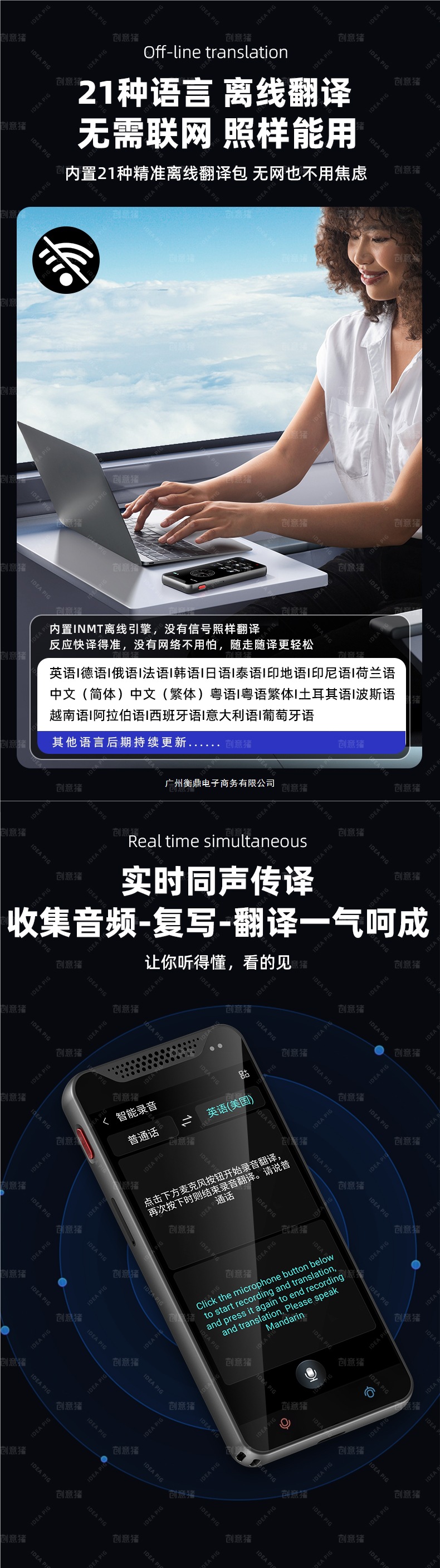 The 2025 new offline intelligent translation machine, simultaneous translator, enables real-time voice dialogue and multi-language translation into English Item Picture