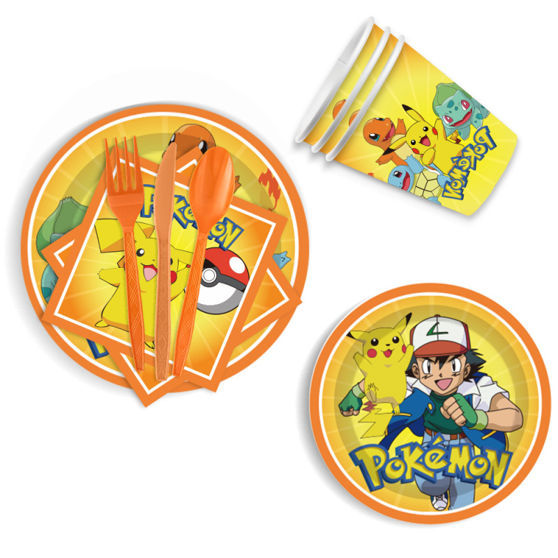 子供の誕生日ポケモンピカチュウテーマパーティー食器装飾フラグ紙コップティッシュテーブルクロス在庫卸売|undefined