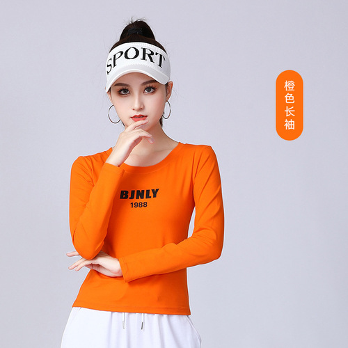 Bejanari square dance clothing spring and summer new long-sleeved T-shirt letter sweatpants sports and leisure team performance clothing