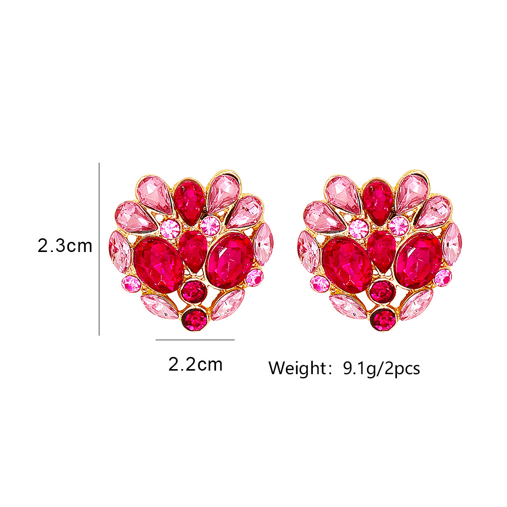 Fashion Heart Shape Alloy Glass Womenu0027S Ear Studs 1 Pair