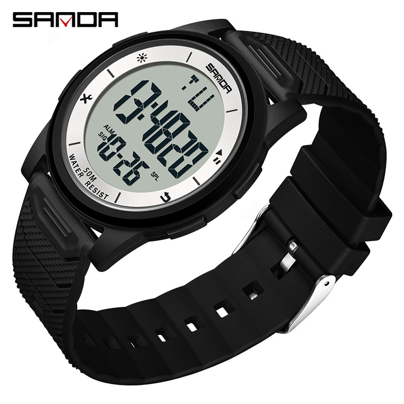 SANDA SANDA un solo movimiento impermeable nocturna reloj electrónico de tendencia juvenil reloj de pulsera de moda para hombres y mujeres
