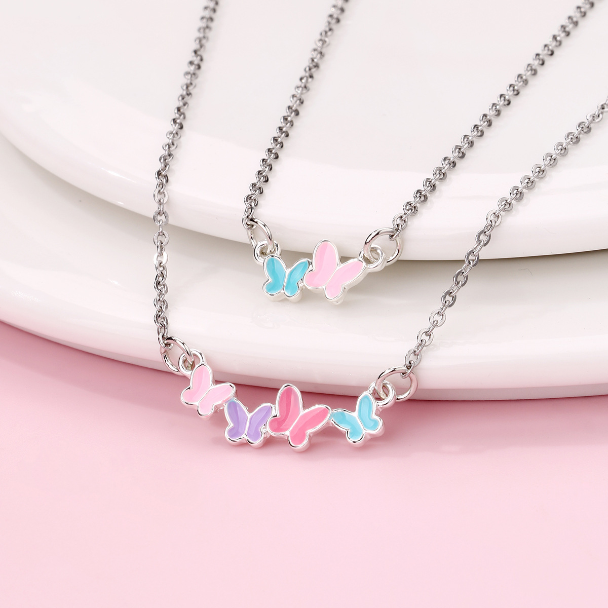 12g Weight Necklace Classification 1 Set Quantity Daily Occasion Alloy Material Butterfly Pattern Kid'S Gender Plating Design Cute, Sweet Style Cute Sweet Butterfly Alloy Plating Kid'S Necklace 7