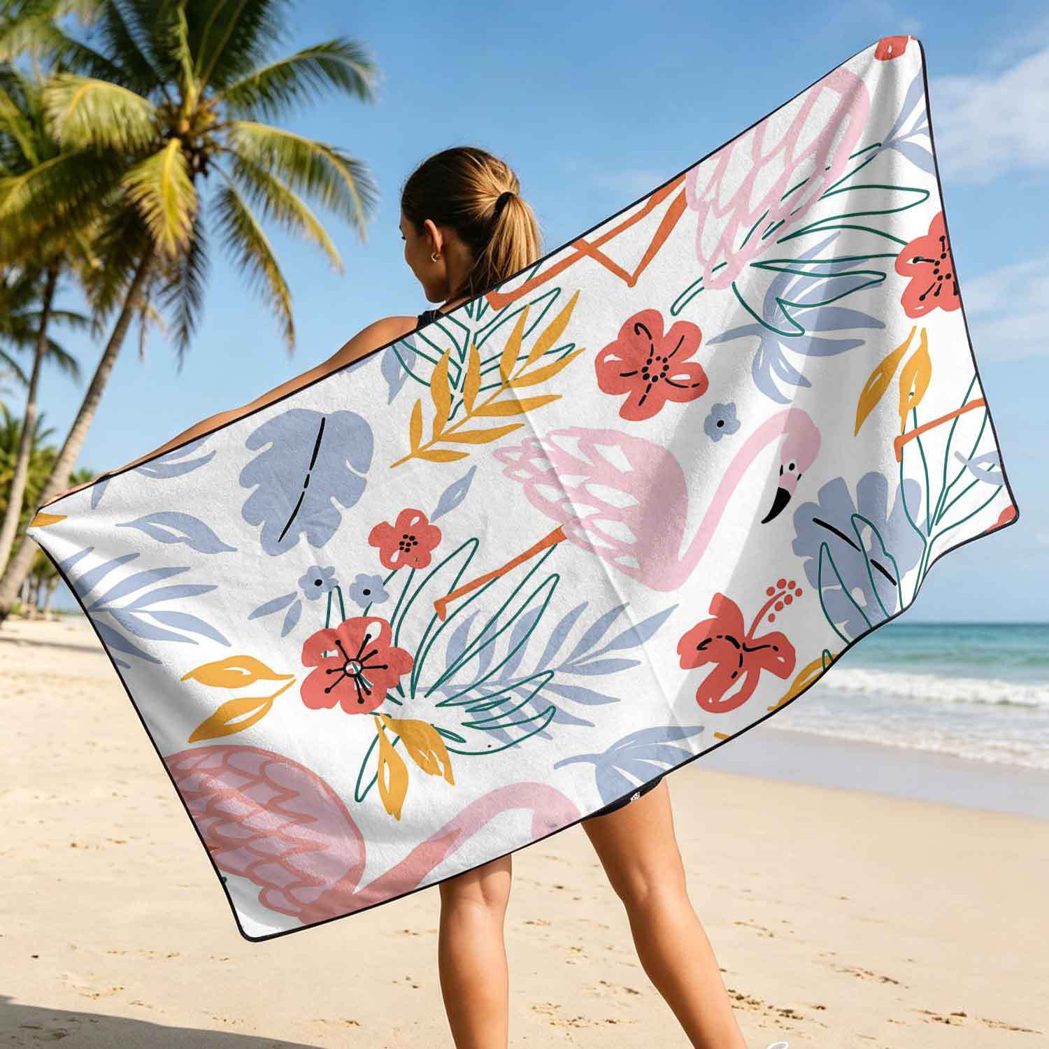 Printed bath towel and car seat cover 2-in-1, ultra-fine fiber outdoor beach and car dual-use universal seat cushion