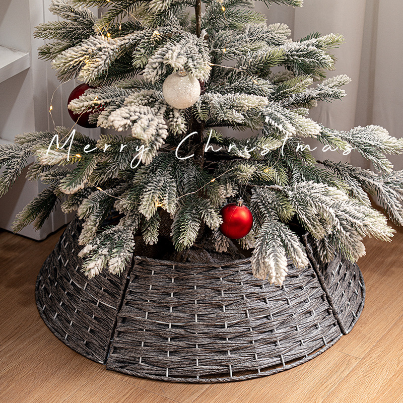 クリスマスツリー装飾ベースクリスマスツリーバスケット木のスカートとフェンスクリスマス装飾品家庭用シーンの配置|undefined