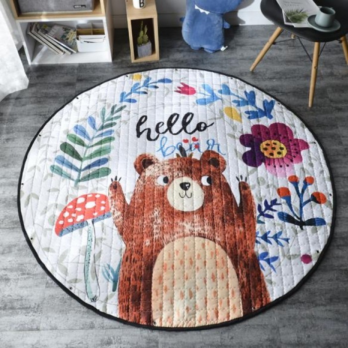 Factory Direct Sales Nordic Style Children's Floor Mats, Carpets, Kindergarten Baby Round Cartoon Toy Storage Mats