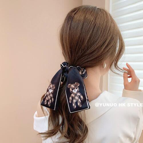 Streamer bow hairband to tie hair Internet celebrity ponytail headband for women to go out with temperament new style cute simple large intestine hair tie