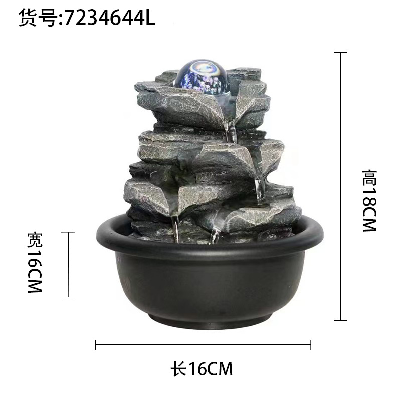 Adornos de agua corriente Agua circulante Fuente de lujo ligera moderna Escritorio de oficina Bola de feng shui pequeña decoración de sala de estar
