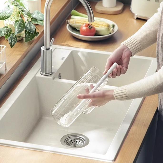 Cepillo de limpieza pequeño, taza de agua, máquina de rotura de paredes, cepillo de huecos, plegable para el hogar, biberón sin ángulo muerto, cepillo de lavado de vasos de mango largo extraíble