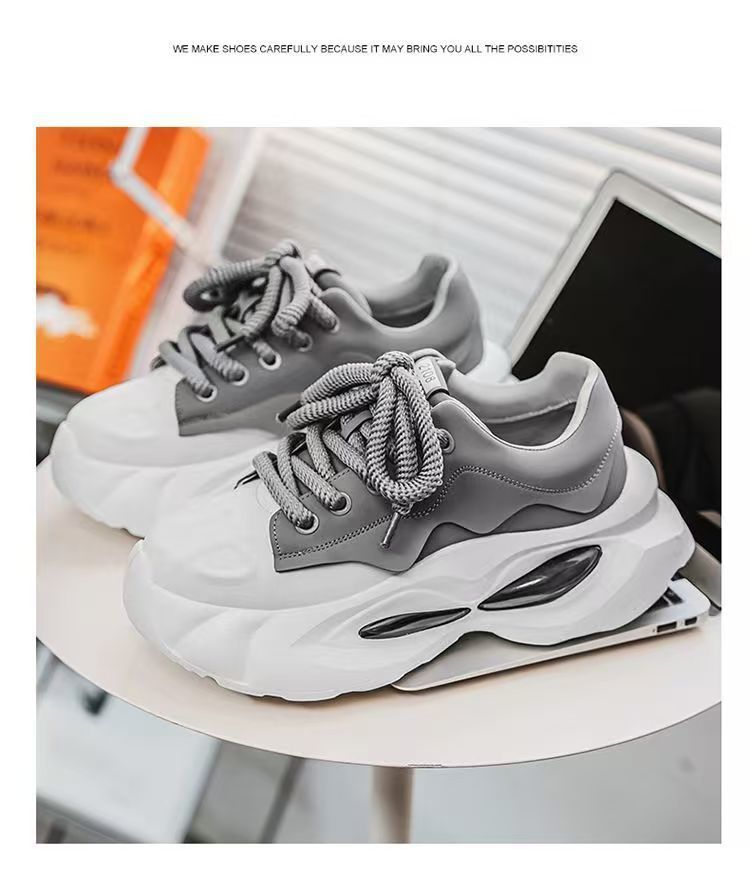 Men's Casual Dad Shoes Thick-soled Height-increasing Sports Trainers_voghion.com