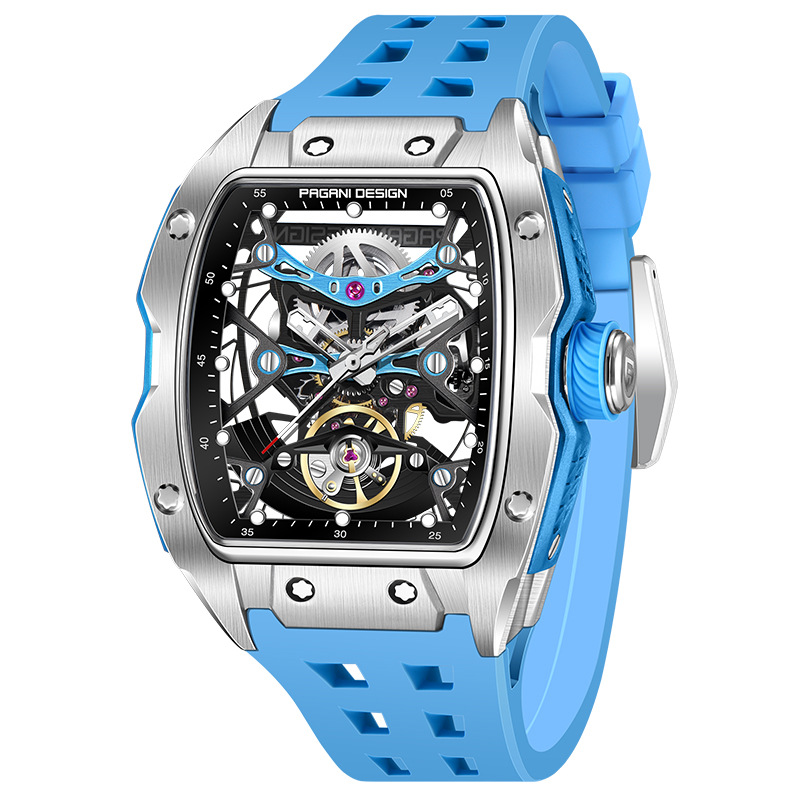 PAGANI DESIGN Bergani Barrel Automático Reloj mecánico para hombre hueco Reloj de pulsera YS018