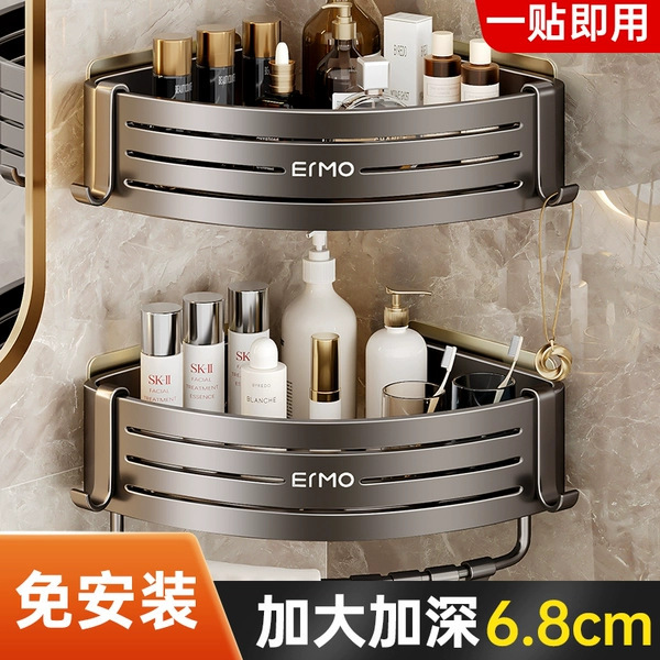 No-Drill Bathroom Storage Rack for Toilet, Washbasin, Wall-Mounted Triangular Organizer for Shower and Bath No-Drill Bathroom Storage Rack for Toilet, Washbasin, Wall-Mounted Triangular Organizer for Shower and Bath