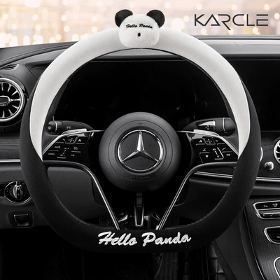 Steering wheel cover: Interior Decoration Supplies - black-and-white-model-d-shape-36cm