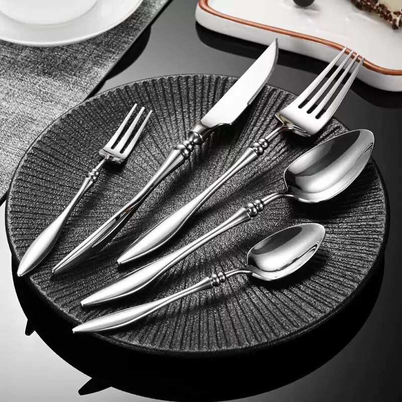 Ins French Accessible Luxury 304 Stainless Steel Western Food Knife and Fork High-End Spoon Fork Stainless Steel Tableware Set