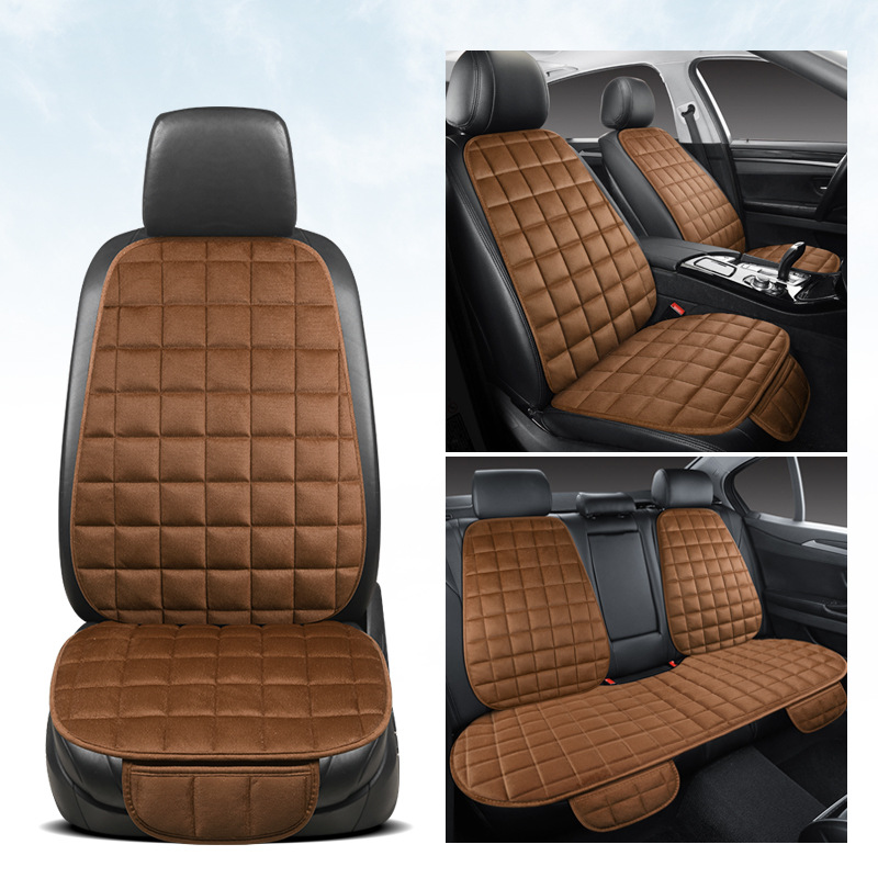 Red quilted car rear seat cushion, universal for all seasons, non-slip, full-cover seat cushion three-piece set