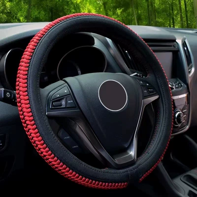 ice silk handle cover four seasons: Steering wheel cover - noble-ice-silk-red-38cm