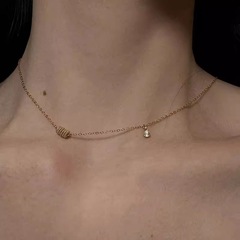 S925银轮回锆石项链女小众设计灵动百搭锁骨链轻奢高级感精致颈链