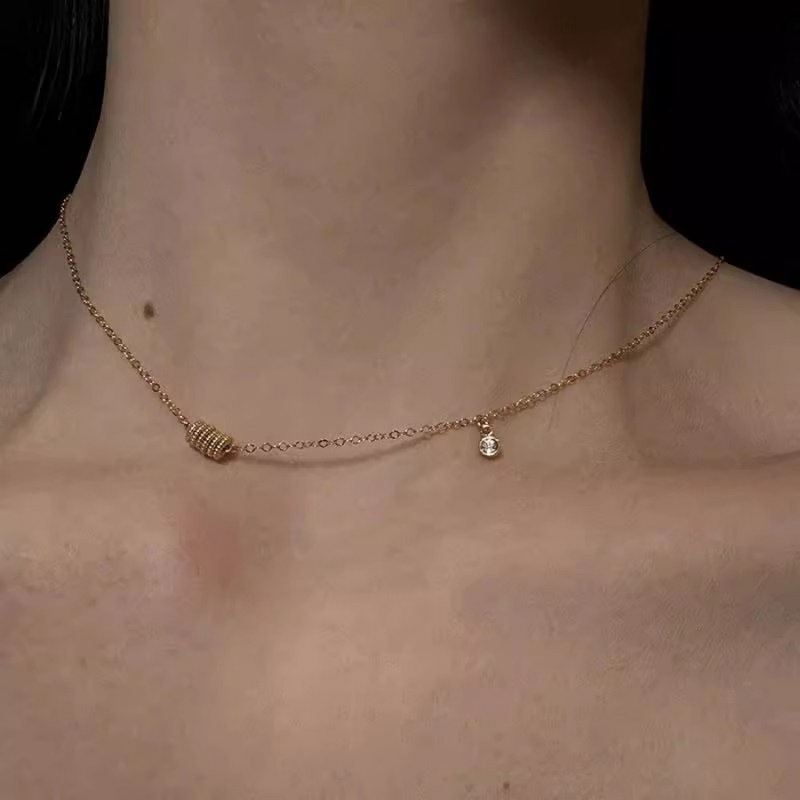 S925银轮回锆石项链女小众设计灵动百搭锁骨链轻奢高级感精致颈链|undefined