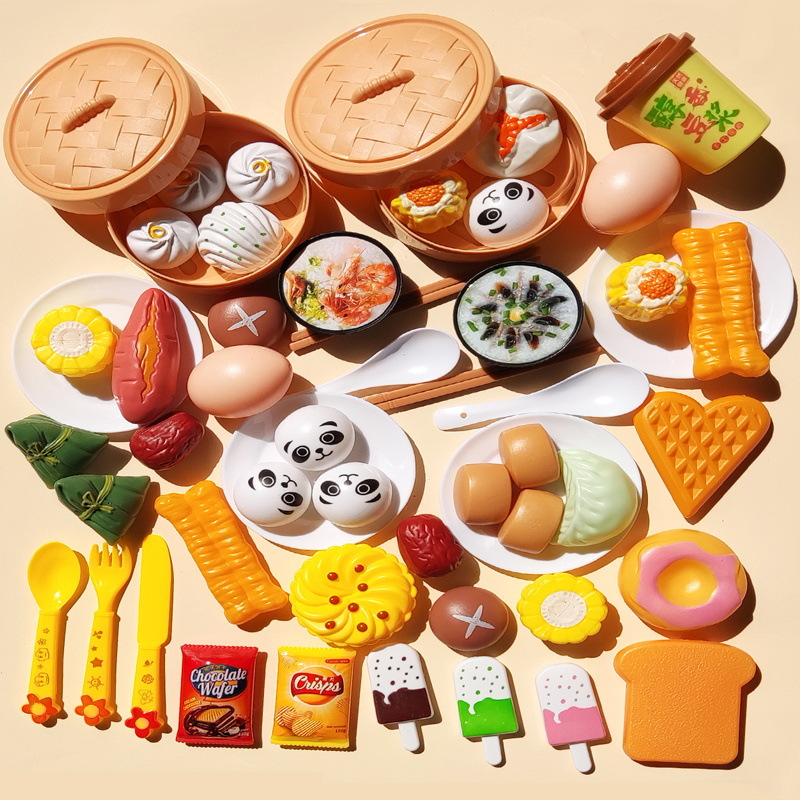 Fábrica al por mayor chino y occidental comida cocina juguetes simulación alimentos juguetes vapor hamburguesa pizza niños jugar casa traje
