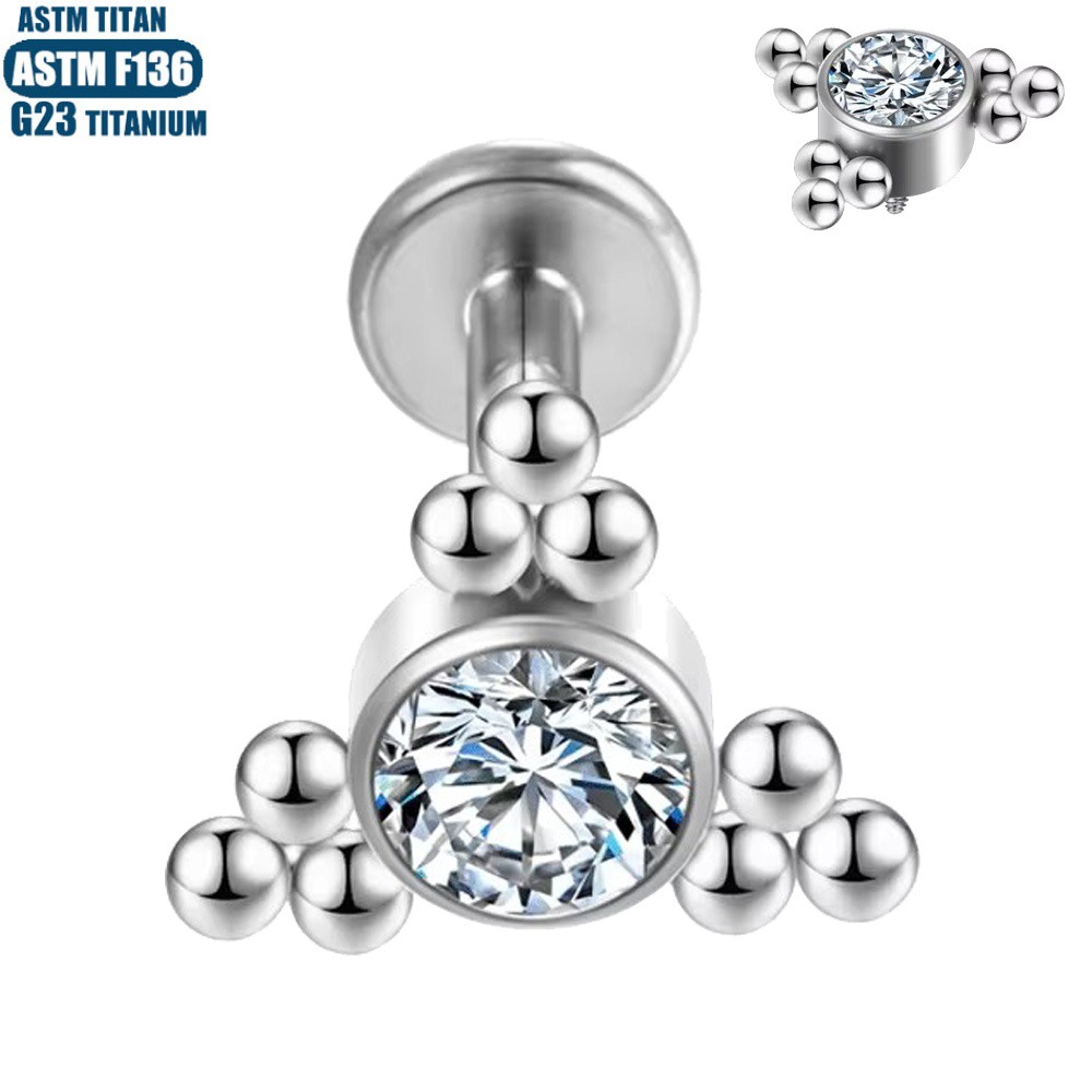 Labret stud lip piercing jewelry styling detail