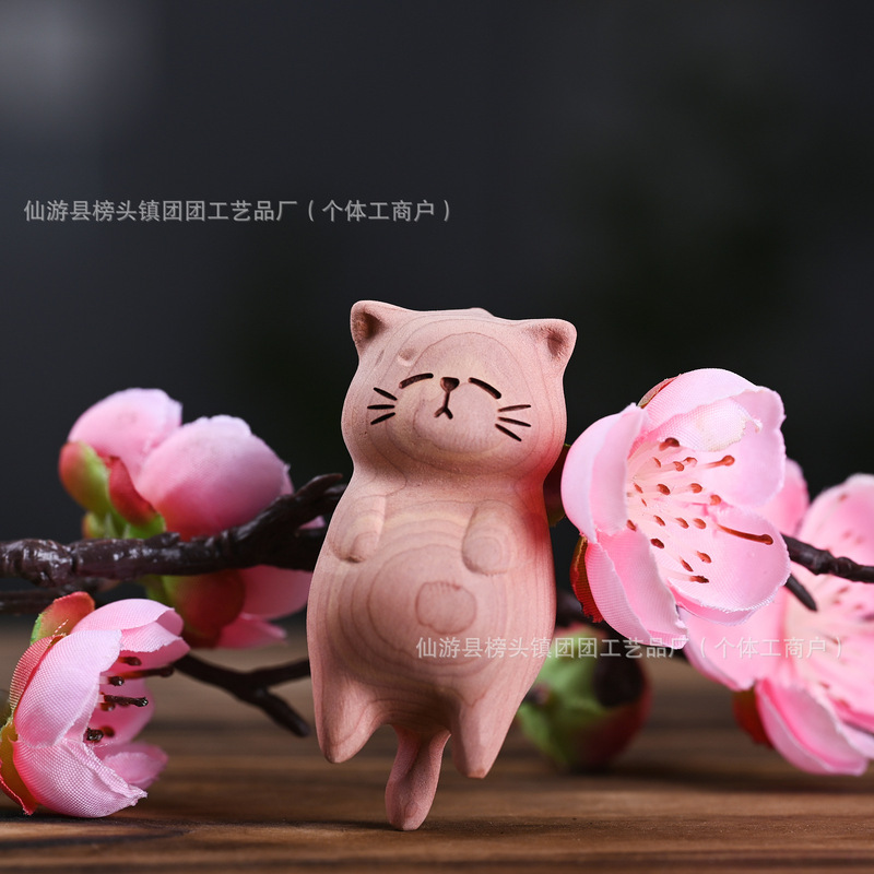 メーカー卸売ブナ材猫キーホルダー招き猫バッグペンダント漫画ハンドルアクセサリーアクセサリーペンダント|undefined