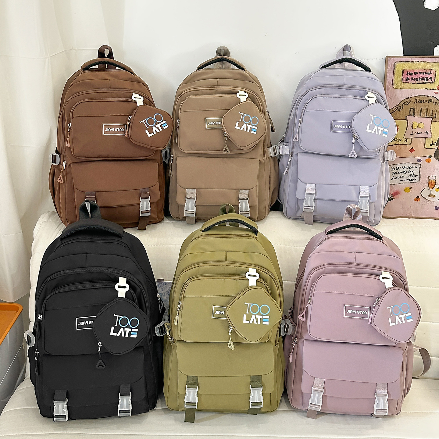Mochila de dibujos animados de gran capacidad, mochila de escuela secundaria simple y encantadora, tendencia casual para estudiantes universitarios, libro de parejas