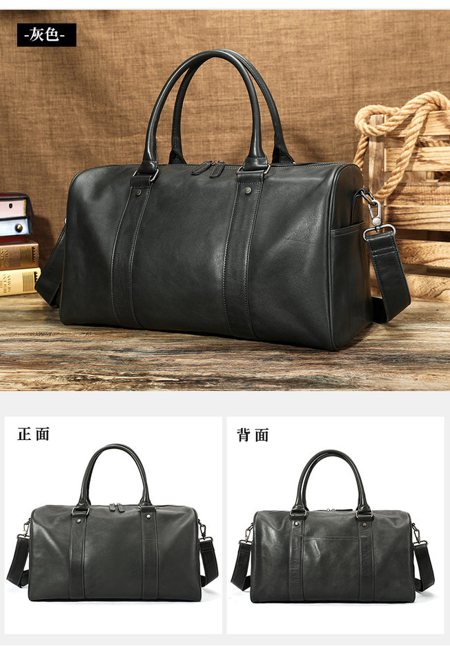 Túi du lịch nam da bò thật Marunte dung tích lớn 47×24×25 cm, dây đeo vai điều chỉnh, cầm tay và đeo chéo — 4801 nâu, Màu cà phê, Màu xám đen chi tiết 21