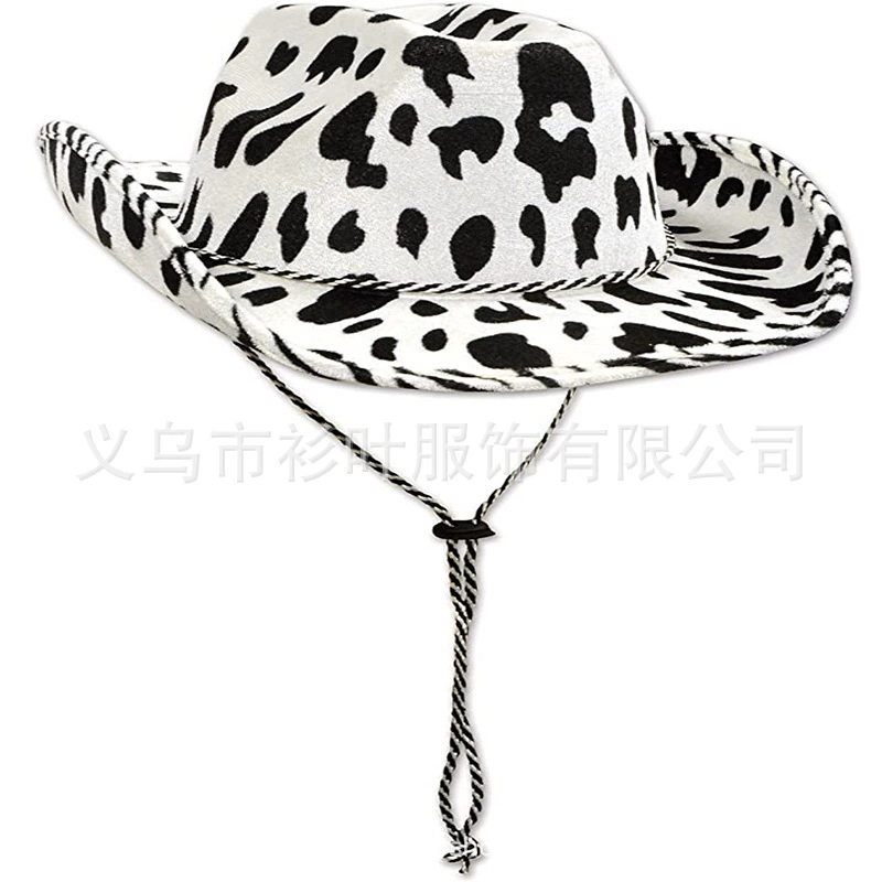 Milk printed denim hat sequins black and white manufacturer printed western denim hat milk double -sided denim hat