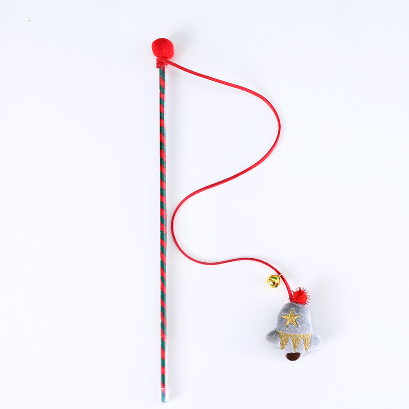 Gato mascota interactivo árbol de Navidad ancianos caramelo muñeco de nieve divertido gato palo campana felpa tela Comercio Exterior Juguetes de entrenamiento