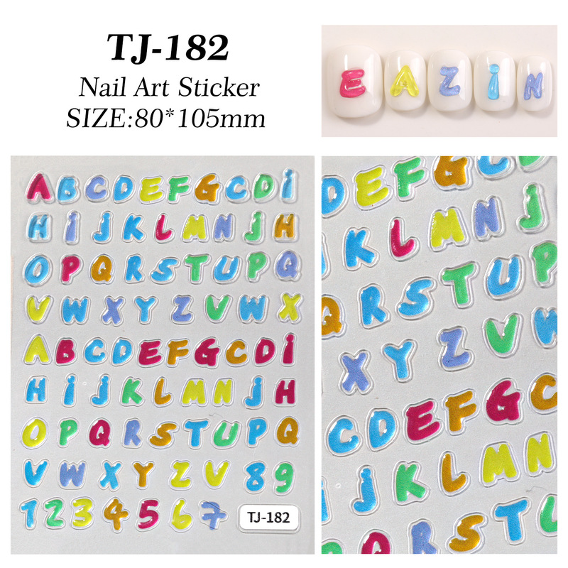 ゼリーラブスターネイルアートステッカー 5D エンボスゼリー 26 英語猫の足跡ネイルステッカージュエリー TJ スタイル|undefined