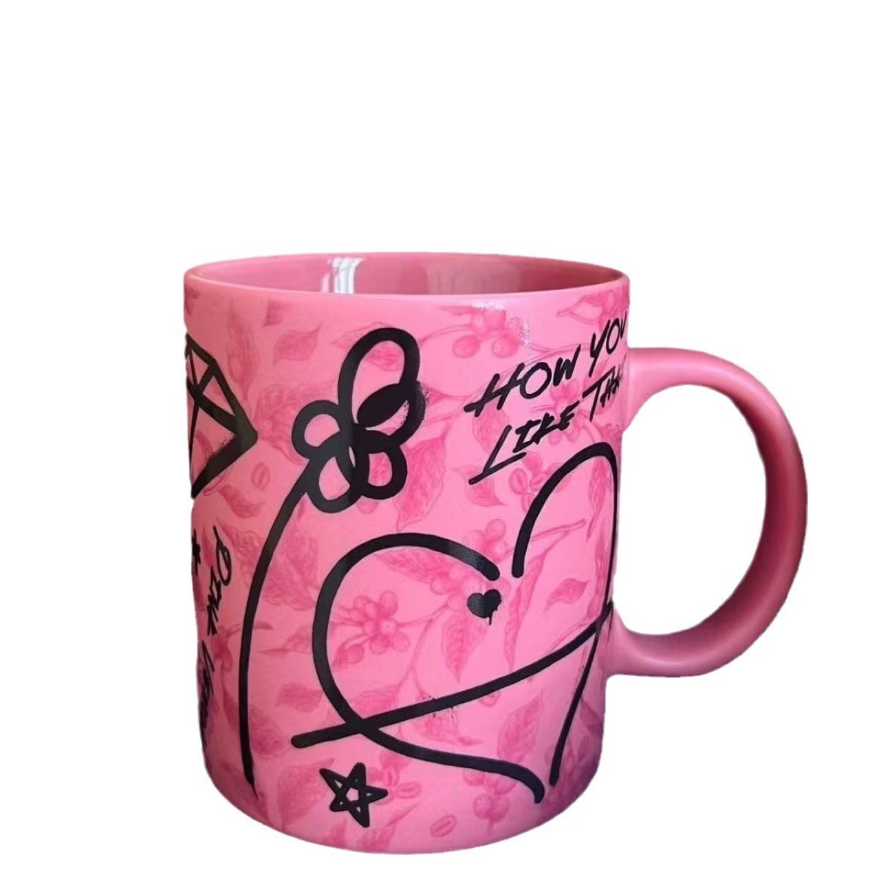 Star Joint Pink Graffiti Mug High Color Value Office Convenient Coffee Mug Ceramic Mug In Stock Batch