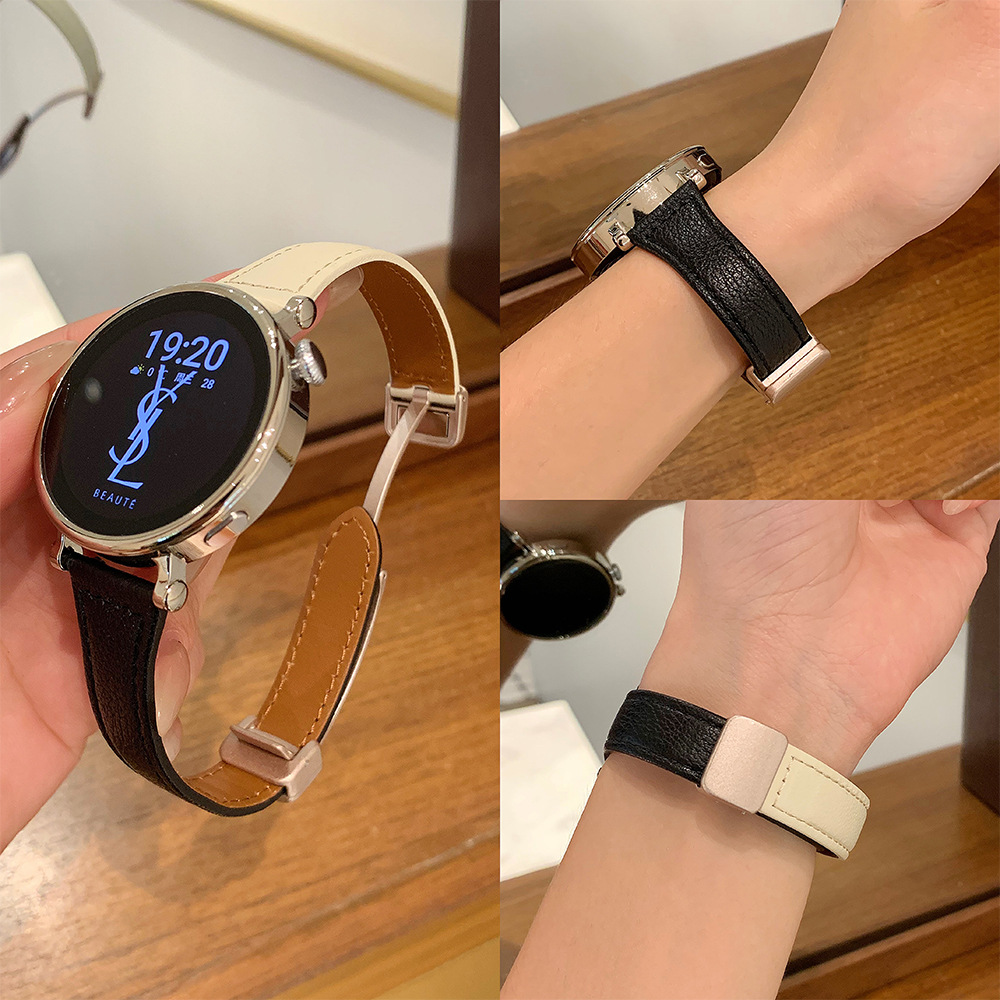 Suitable for Watch4 Huawei Gt4 Watch Strap Gt5Pronew Leather Watch3 Female Gt2Pro Double Color Matching Fine