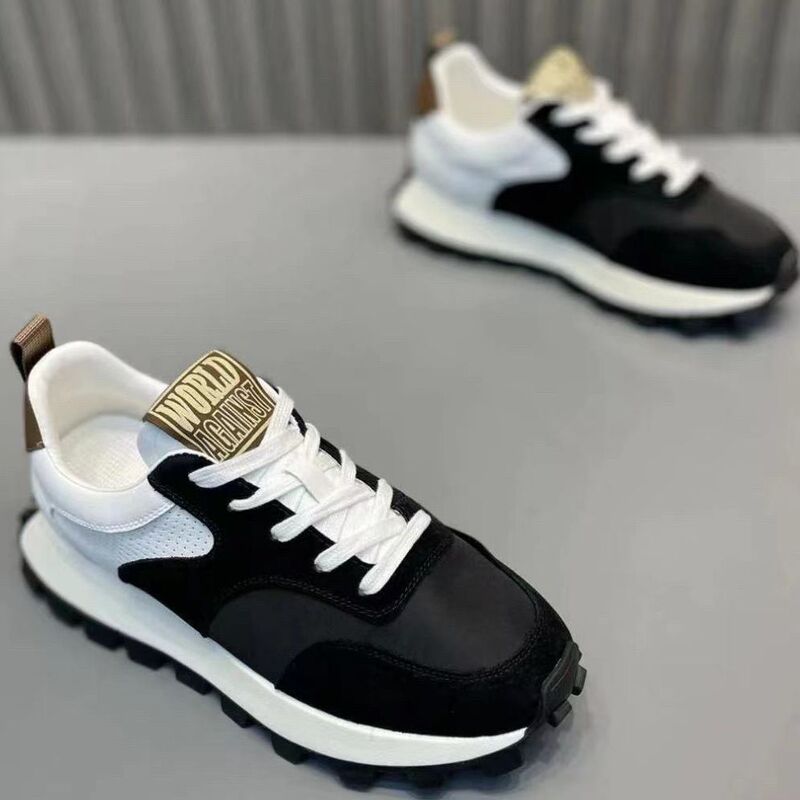 2025 New Men's Forrest Gump Sports Color Matching Easiest for Match Teenagers Low-Top Breathable Leather Cloth Spliced Casual Men's Shoes