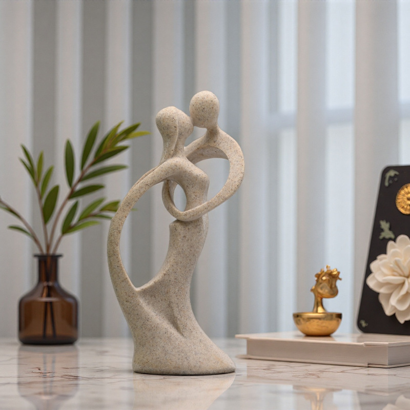 Cross-Border Popular Modern Creative Artistic Minimalist Abstract Resin Couple Figures Sandstone Ornaments Light Luxury Home Decor