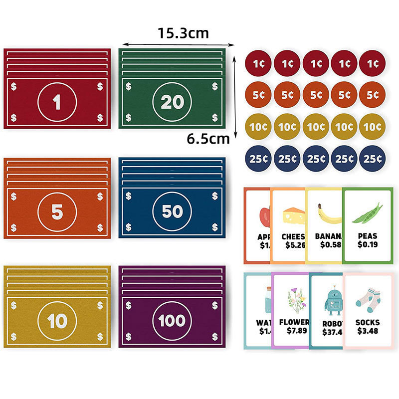 Monedas de aprendizaje de fieltro para niños monedas de papel para ayudas de enseñanza juguetes monedas de simulación para jardín de infantes monedas de papel de fieltro para materiales de enseñanza