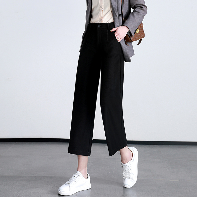 If Clearance Sales Are Available, Loose-Fitting Slimming Casual Pants for Women, 2025 Autumn Age-Reducing Thin Cropped Wide-Leg Pants G7114
